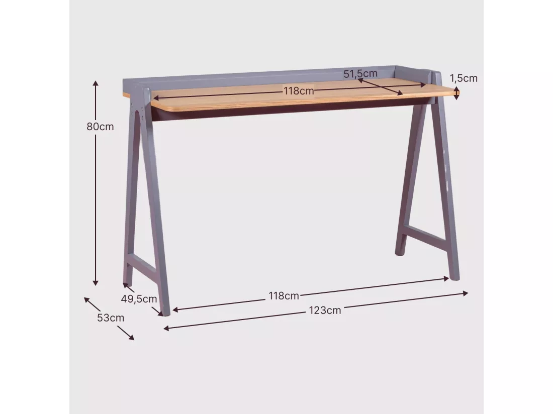 Table de bureau minimaliste en bois de chêne - Pop - Blanc
