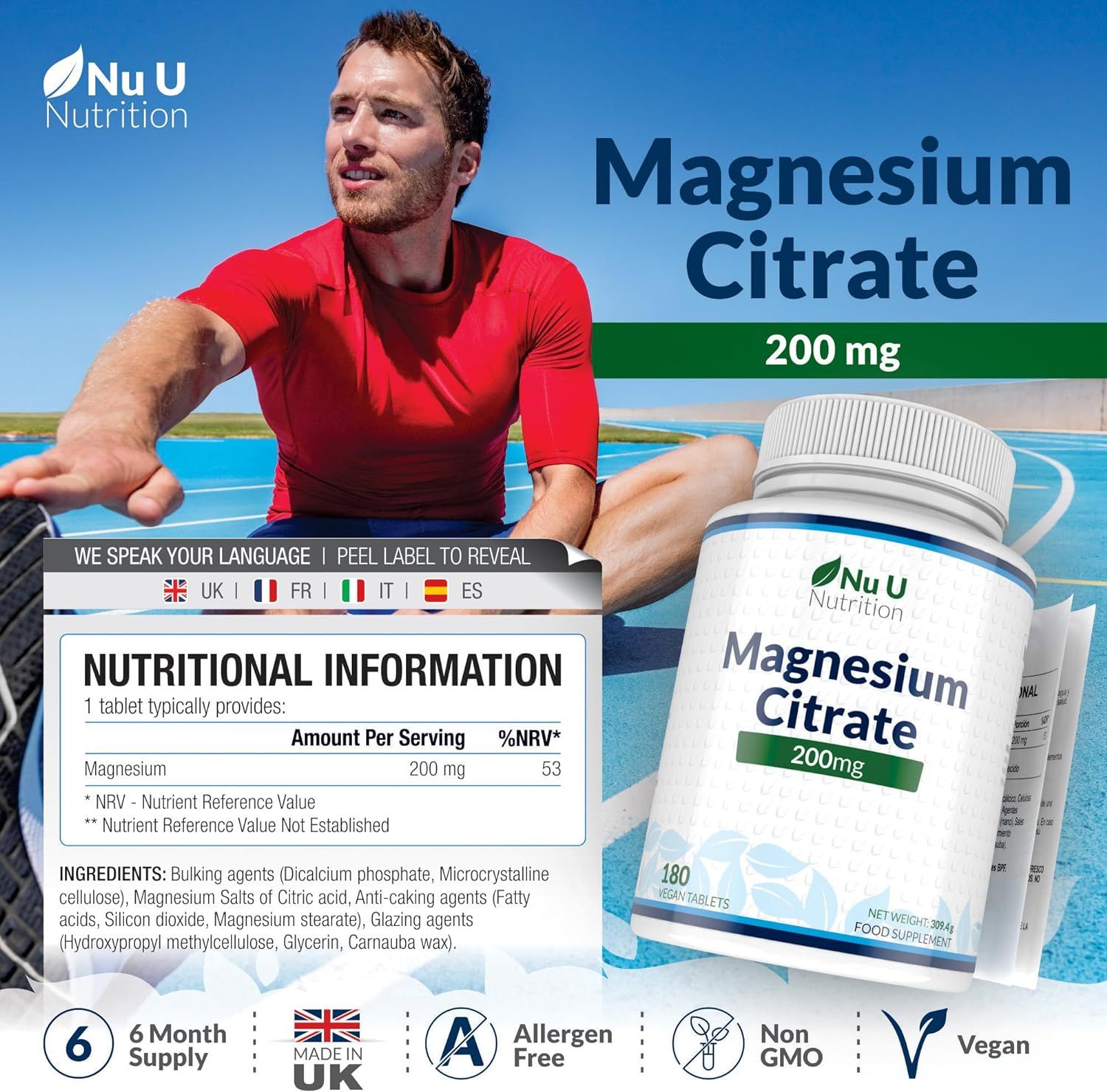 Nu U Nutrition Magnesiumcitrat 200mg
