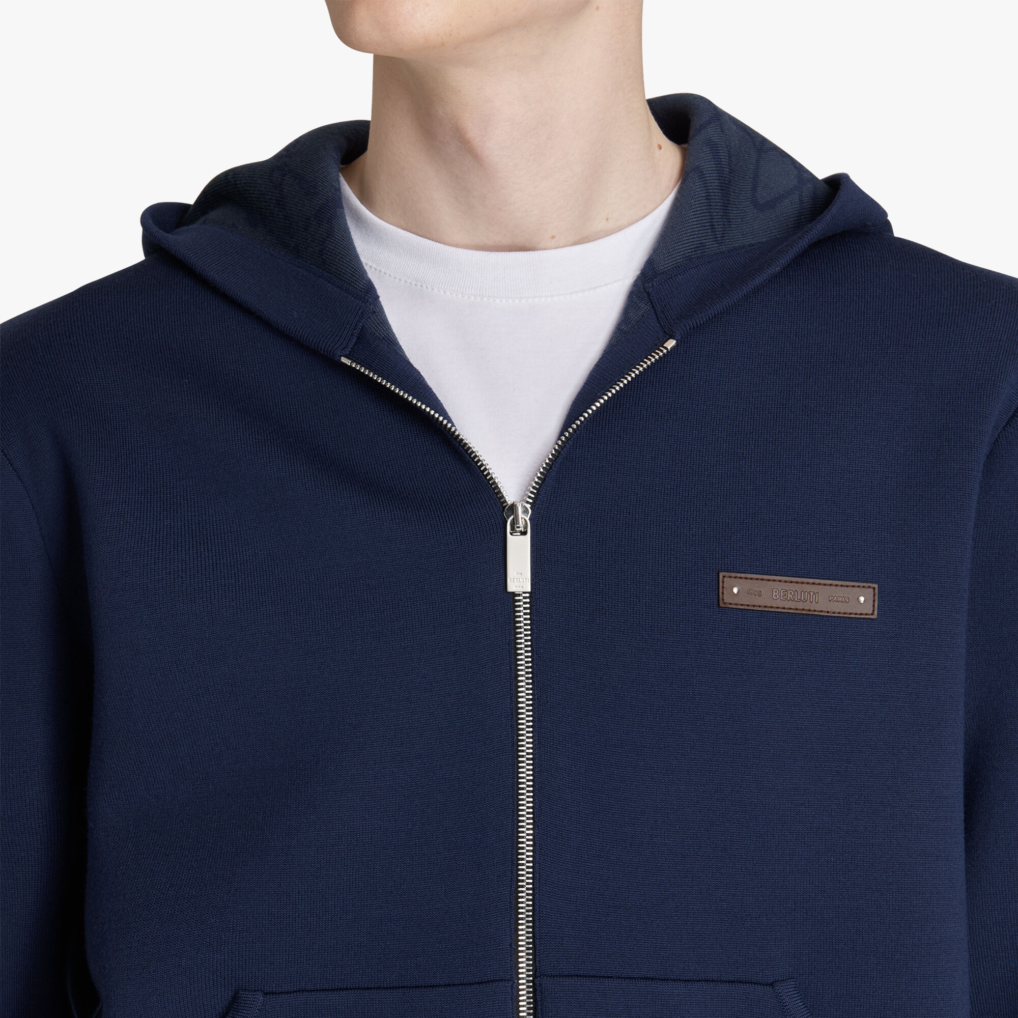 Sweat À Capuche Double Face Avec Interieur Scritto Et Details En Cuir