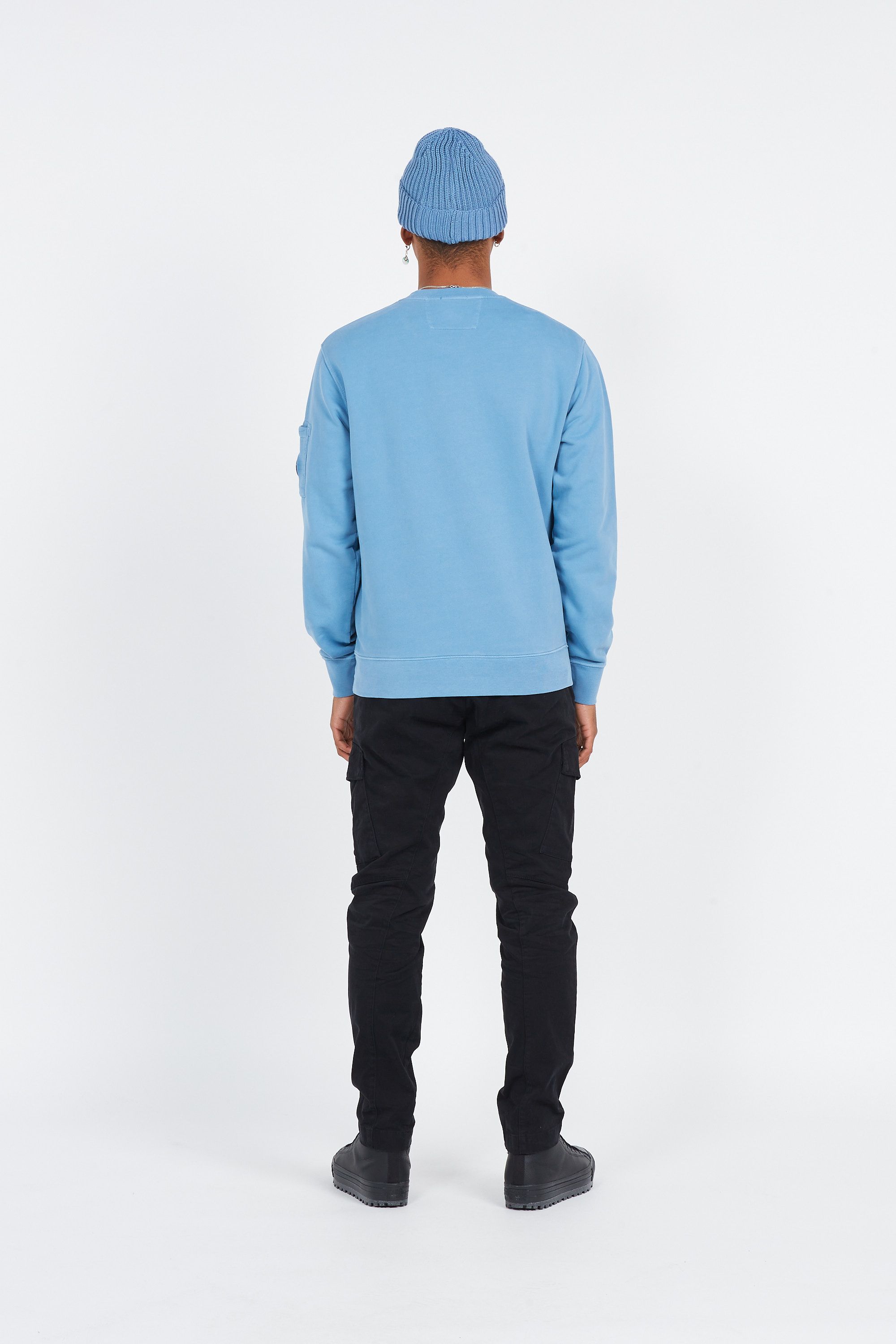 C.P. COMPANY Sweatshirt BRUSHED & EMERIZED DIAGONAL FLEECE LENS SWEATSHIRT Bleu