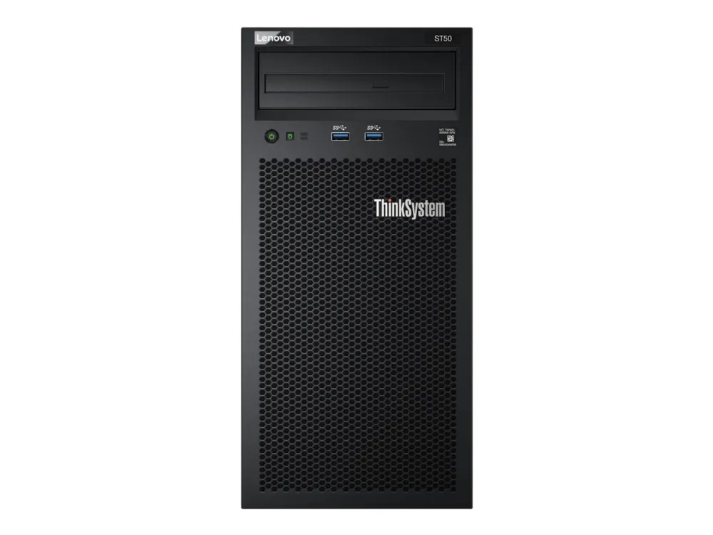 Lenovo ThinkSystem ST50 7Y48 - Server - tower 4U - envejs - 1 x Xeon E-2124G / op til 4.5 GHz - RAM 8 GB - HDD 2 x 1 TB - DVD-skriver - UHD Graphics P630 - Gigabit Ethernet - intet OS - skærm: ingen