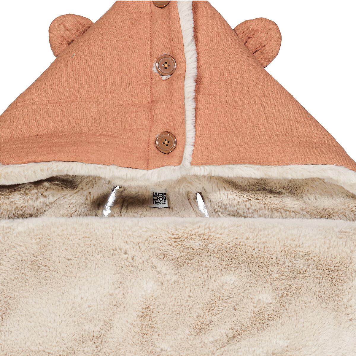 COLEÇÕES LA REDOUTE<br>Ninho de anjo com capuz em tecido tetra e felpudo