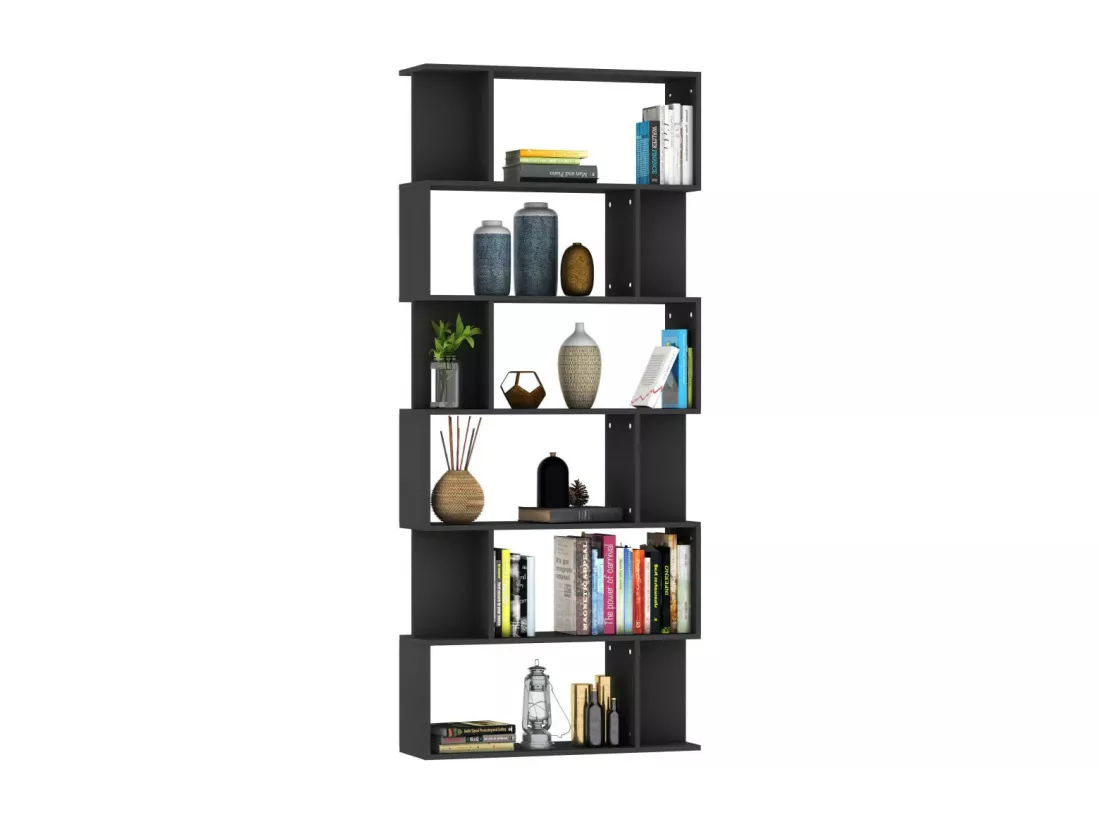 Bibliothèque-Séparateur de pièce Noir 80x24x192