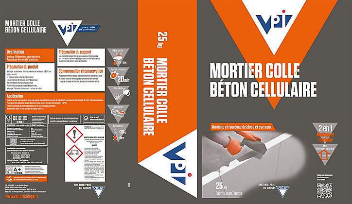 Mortier colle béton cellulaire 25 kg