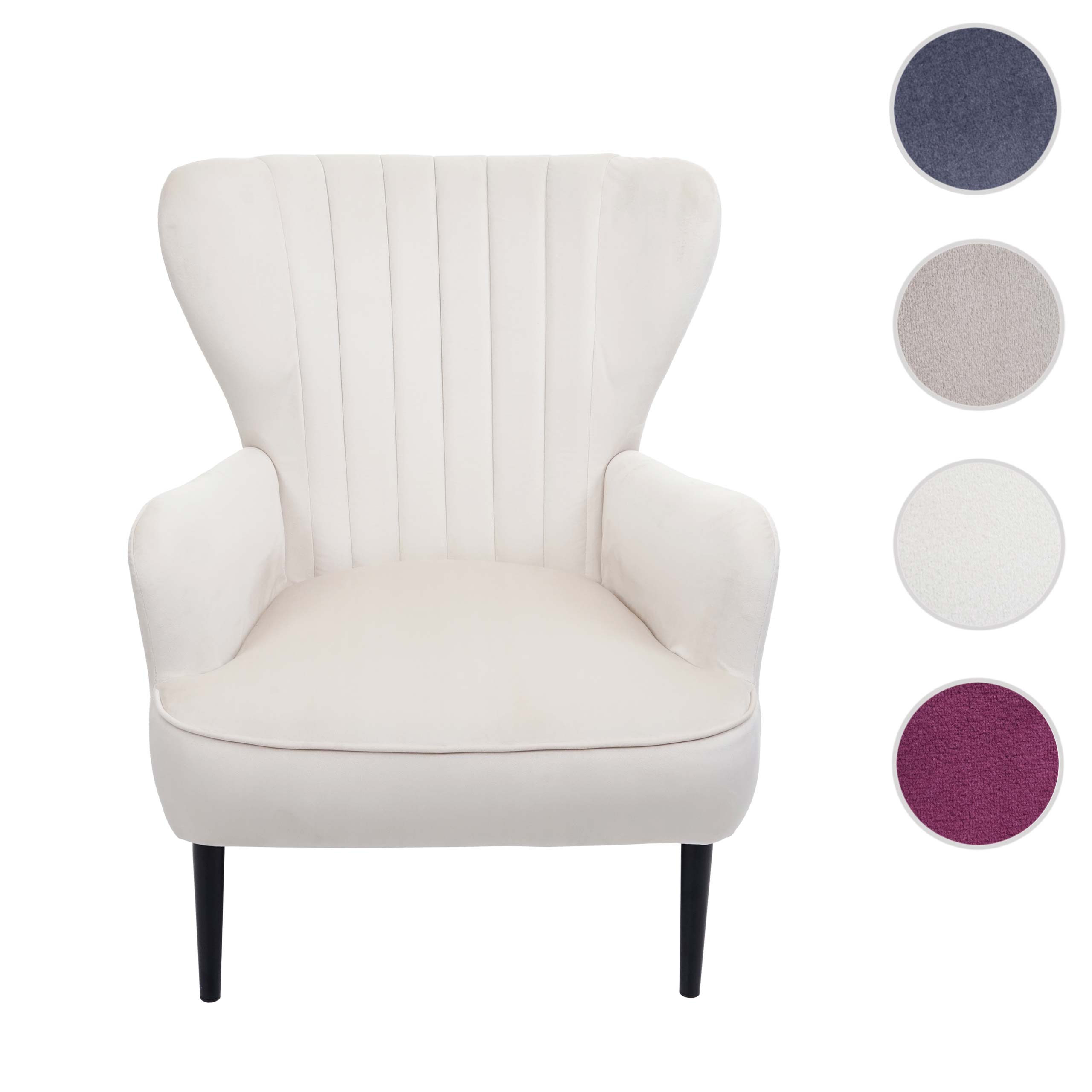 Lounge-Sessel MCW-K37, Cocktailsessel Polstersessel Sessel, Samt (280g/m²) ~ creme-beige