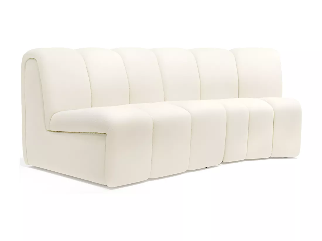 Canapé Module Courbé - Revêtu de Tissu Bouclé - Herridon Blanc