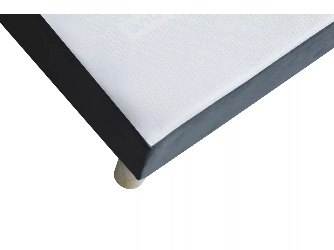 Sommier déco tapissier 140 x 190 cm velours gris - SOBEK de YSMÉE