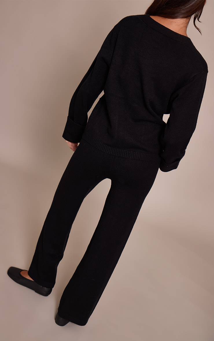 Noir Pantalon Large En Maille