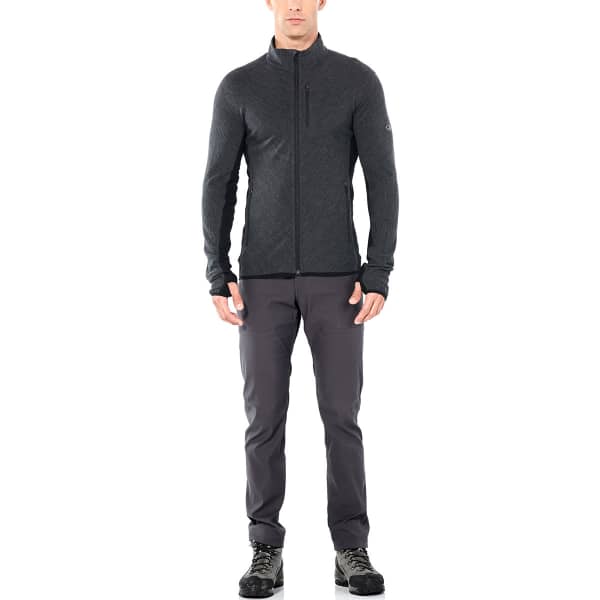 Veste polaire ICEBREAKER MENS DESCENDER LS ZIP JET HEATHER/BLACK