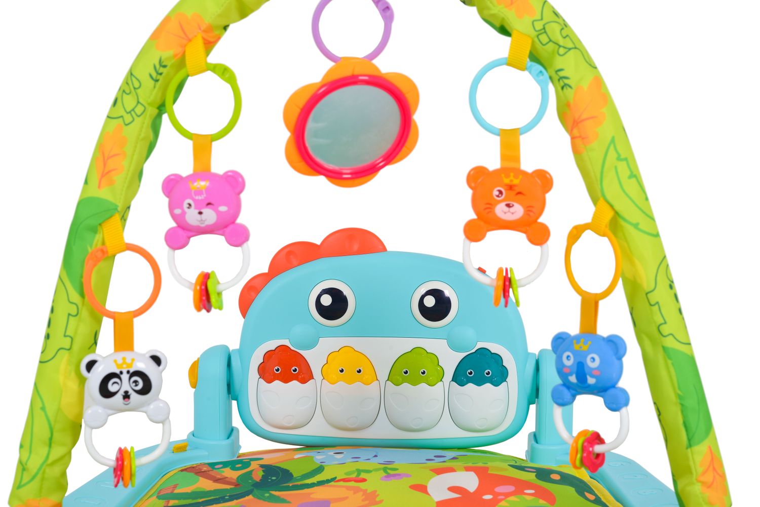 Moni Spielbogen Tansania HE0643 Krabbeldecke, Musiktasten, hängende Spielzeuge blau