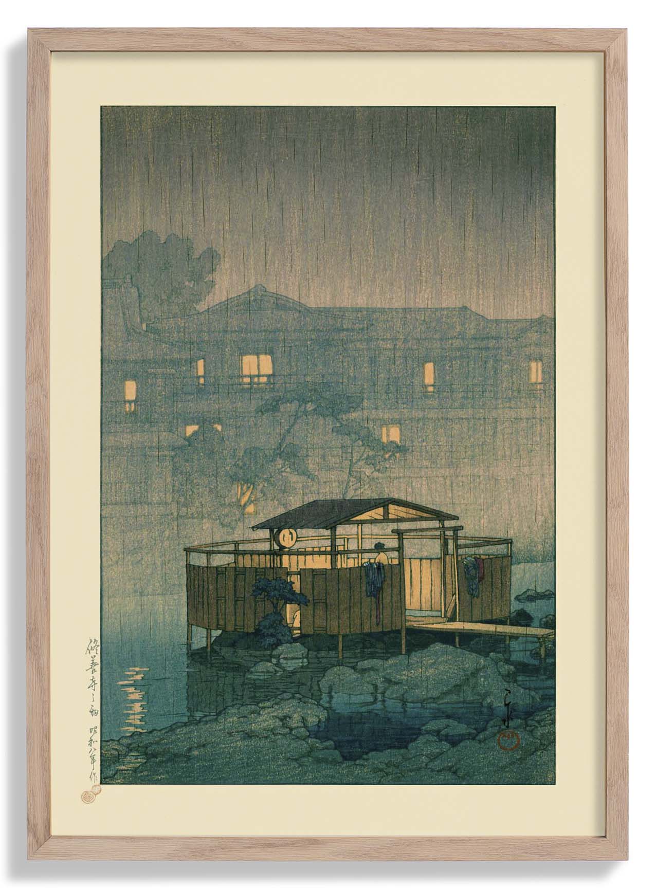 Shuzenji im Regen Kunstdruck von Hasui