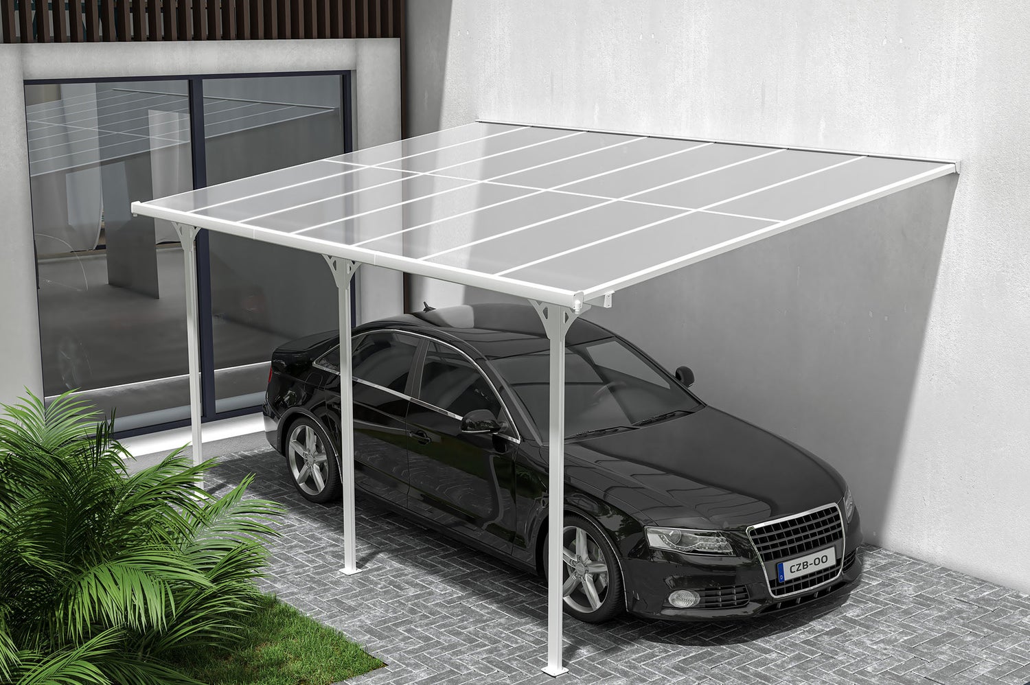 Terrasoverkapping/carport KLEO 450L300 aluminium wit