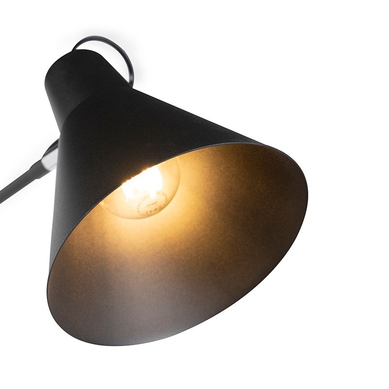 Design wandlamp zwart verstelbaar - Luna