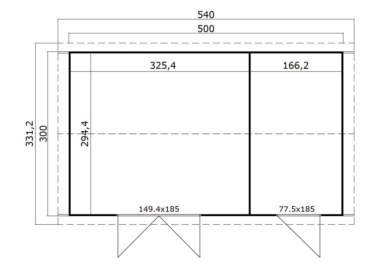 Gartenhaus TUVALU XL - naturbelassen - Fichte massiv - 500x300 cm