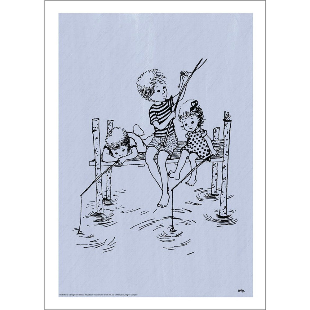 Køb Poster & Frame Astrid Lindgren - Fishing Rod - Lotta