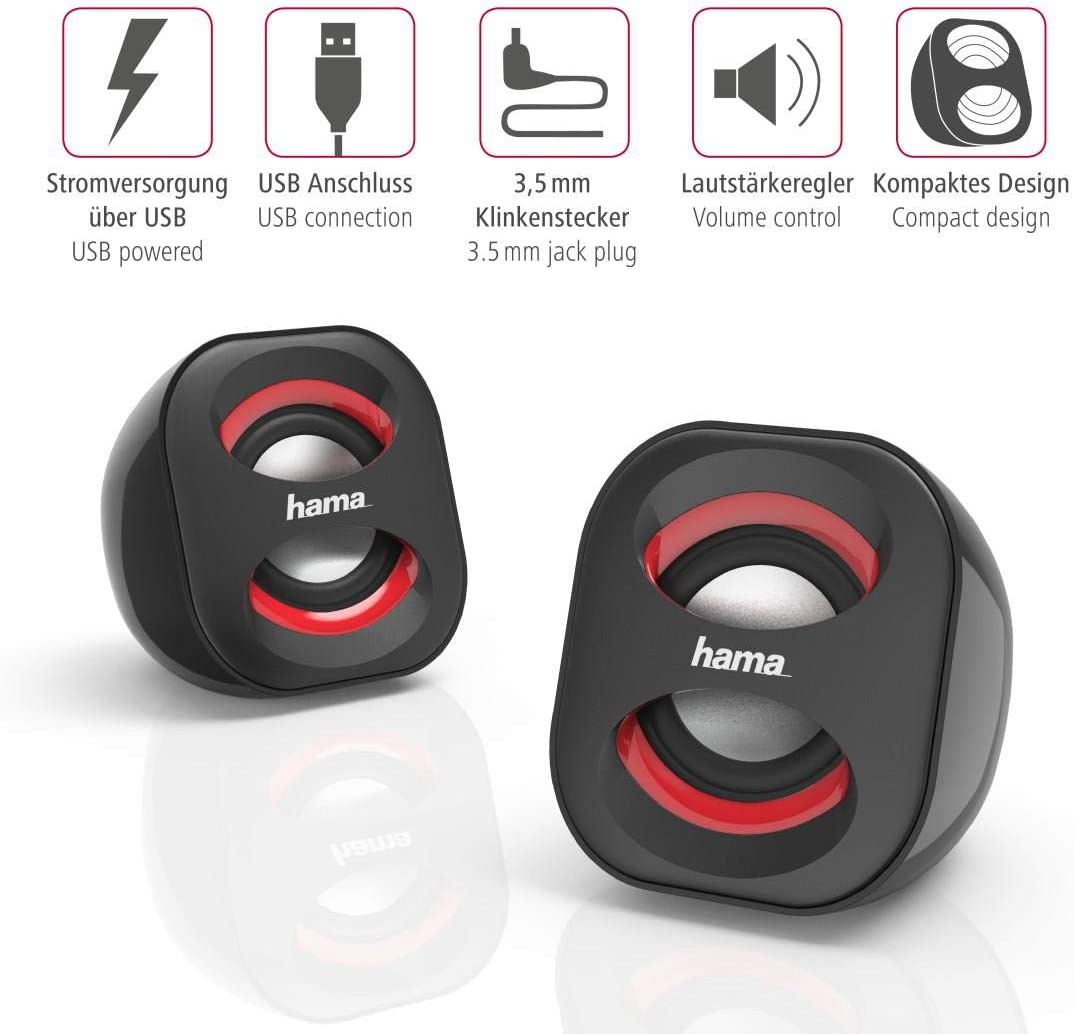 Sonic Mobil 183 Macbook / Notebook / Laptop / PC Stereo Lautsprecher USB / 3.5mm AUX Anschluss (00173131) - Schwarz