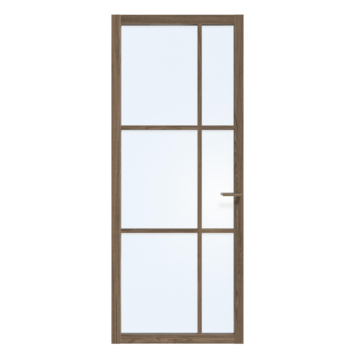 Arne & Bodil binnendeur ABE106 blank glas - donker eiken houtlook afwerking