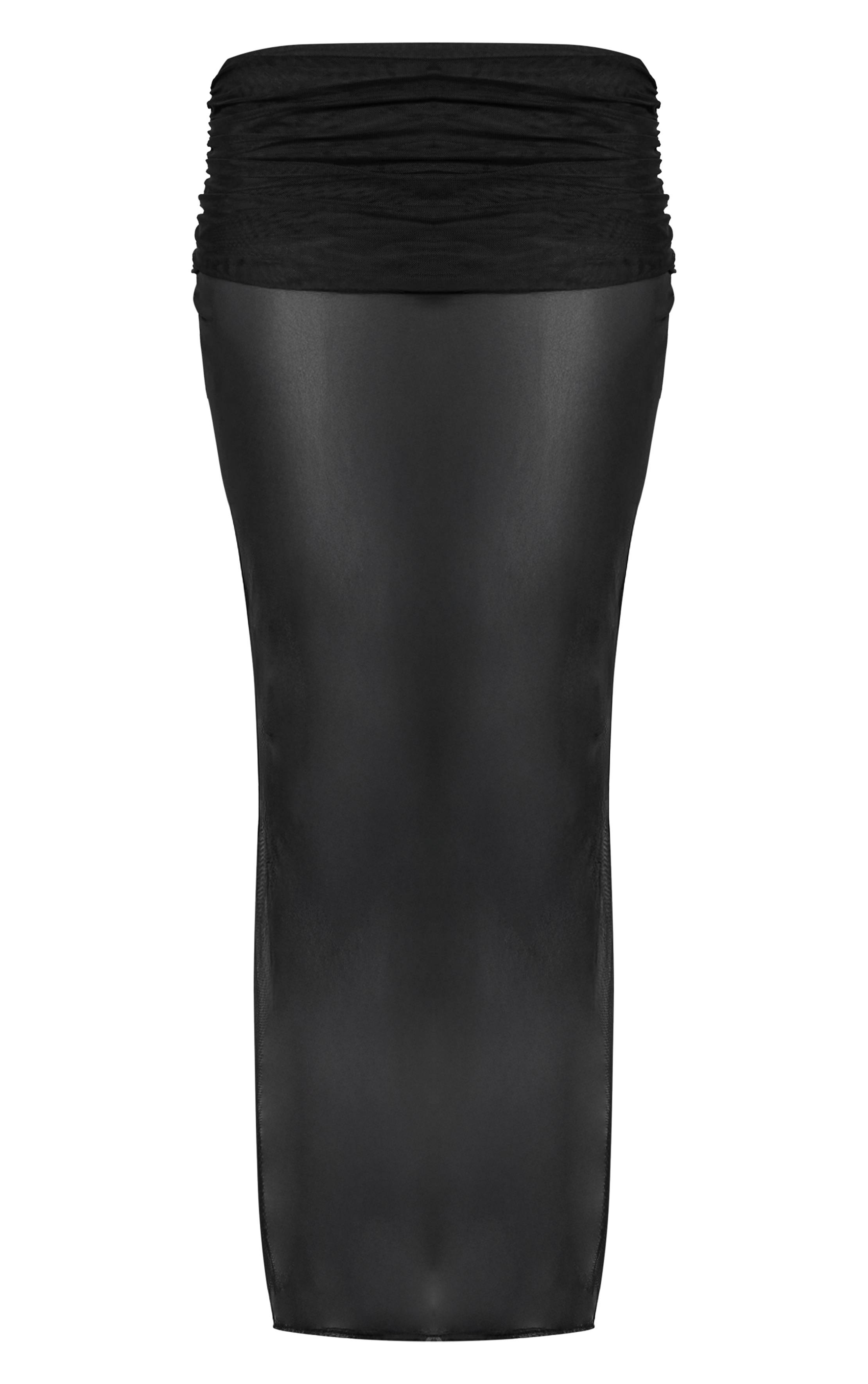 Noir Jupe Longue En Mesh Avec Détail Drapé Extrême