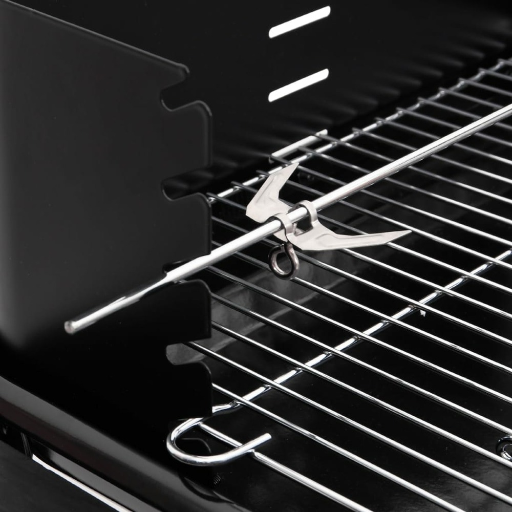 Barbecue au charbon de bois avec roues noir acier