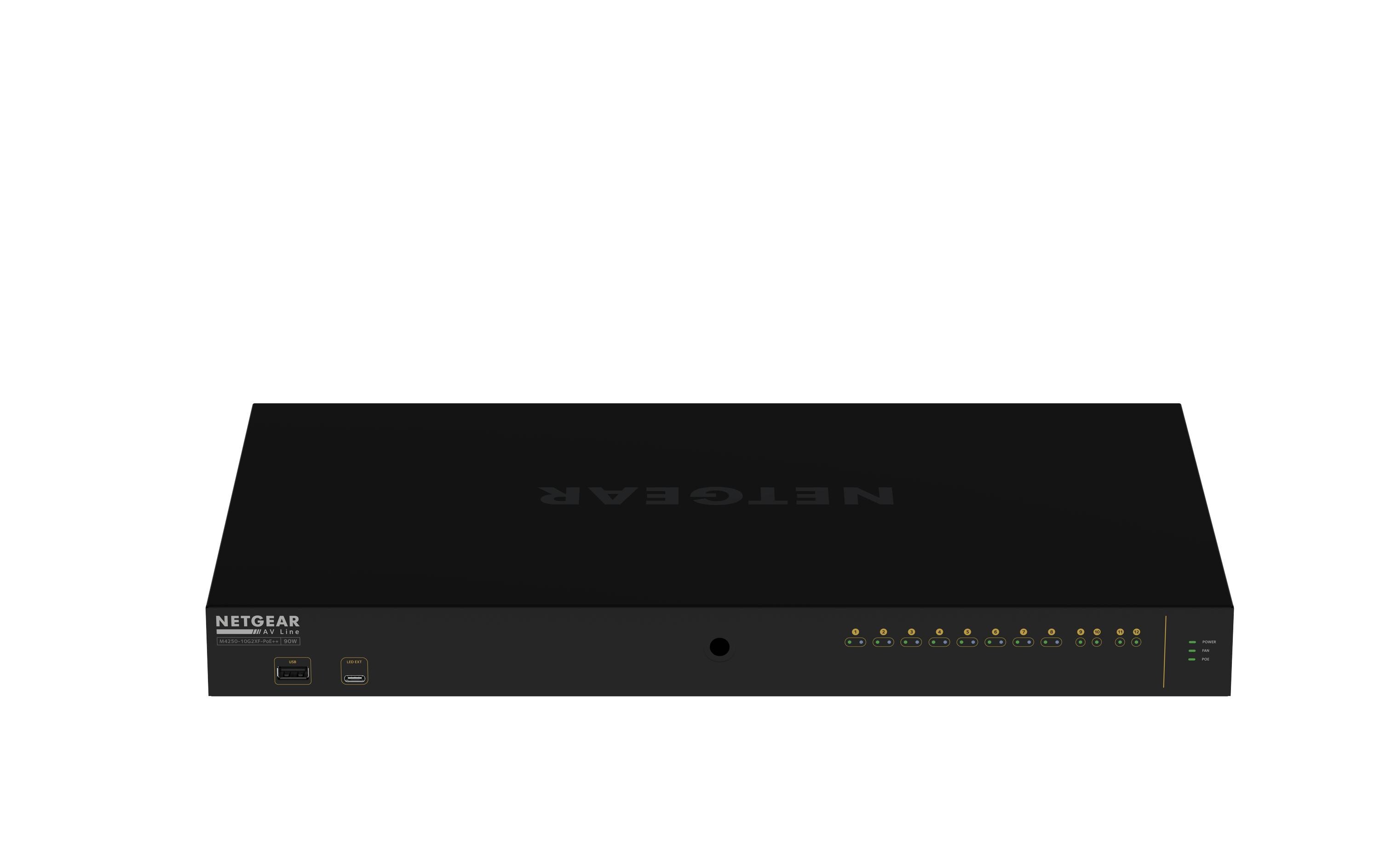 PoE++ Switch AV Line M4250-10G2XF-PoE++ 12 Port<br>NETGEAR AV Line M4250-10G2XF-PoE++ 8x1G Utra90 PoE++ 802.3bt 720W 2x1G and 2xSFP+ Managed Switch (GSM4212UX)