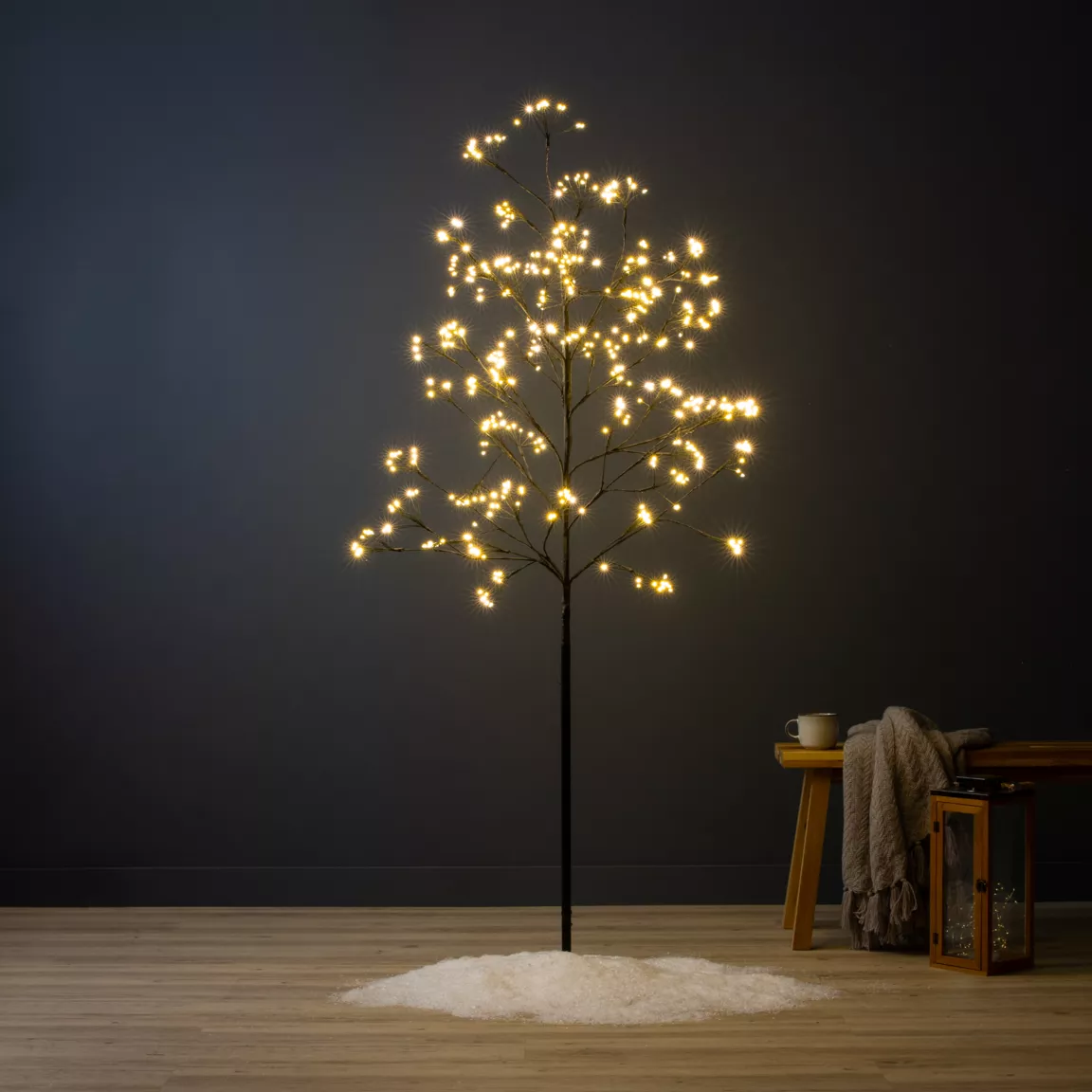 Arbre lumineux 672 LED (H180 cm) Holly Tilleul Noir et blanc chaud