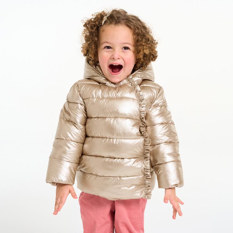 Doudoune brillante à volants jaune bébé fille Jaune
