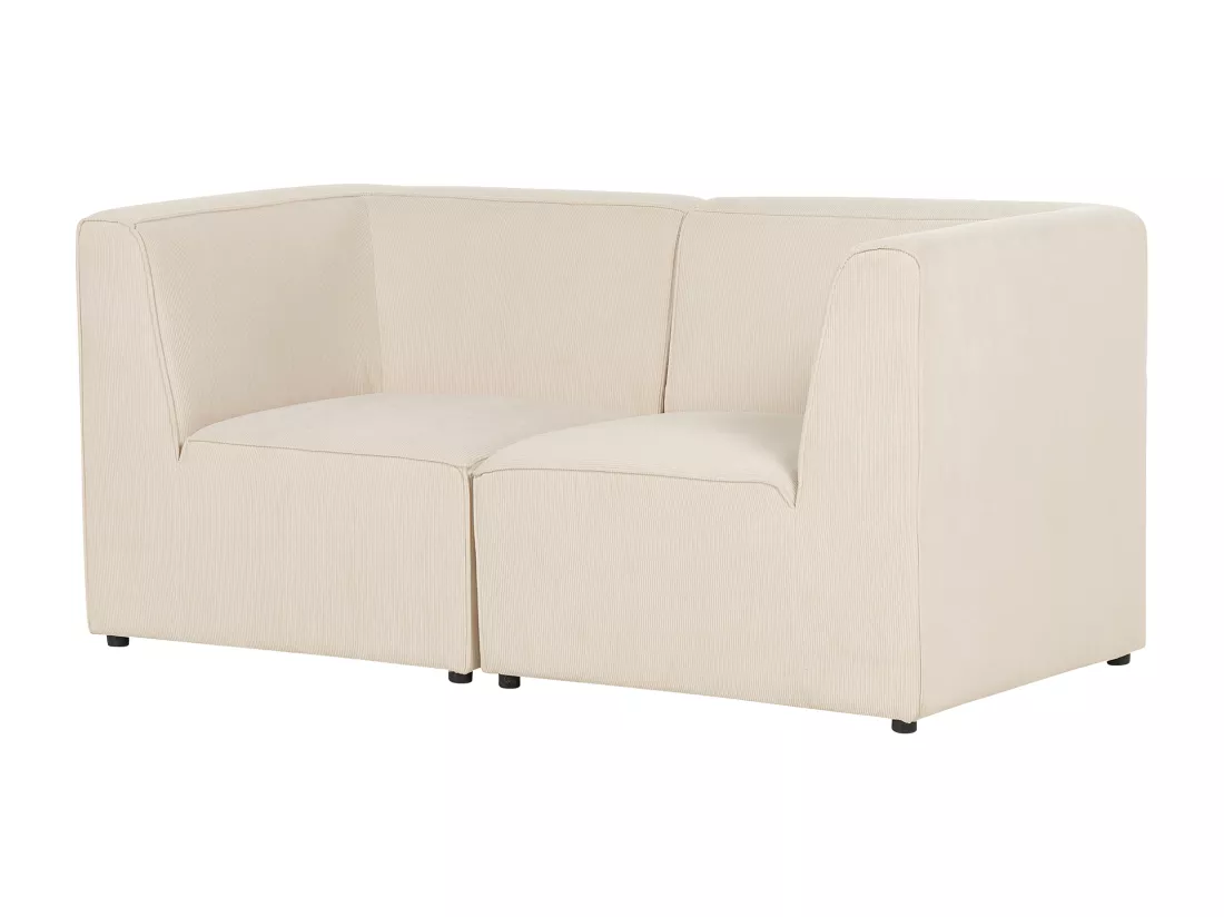 Canapé 2 places modulable en velours côtelé grosses côtes beige LEMVIG