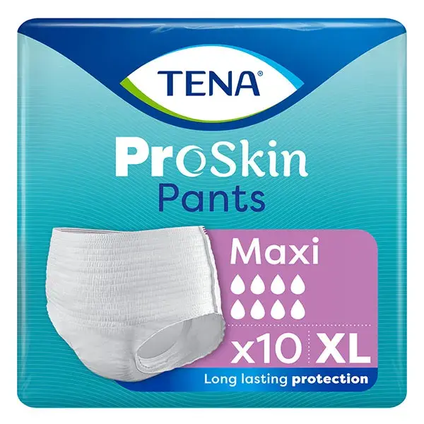 Calça absorvente TENA Proskin tamanho maxi XL (10 unidades)