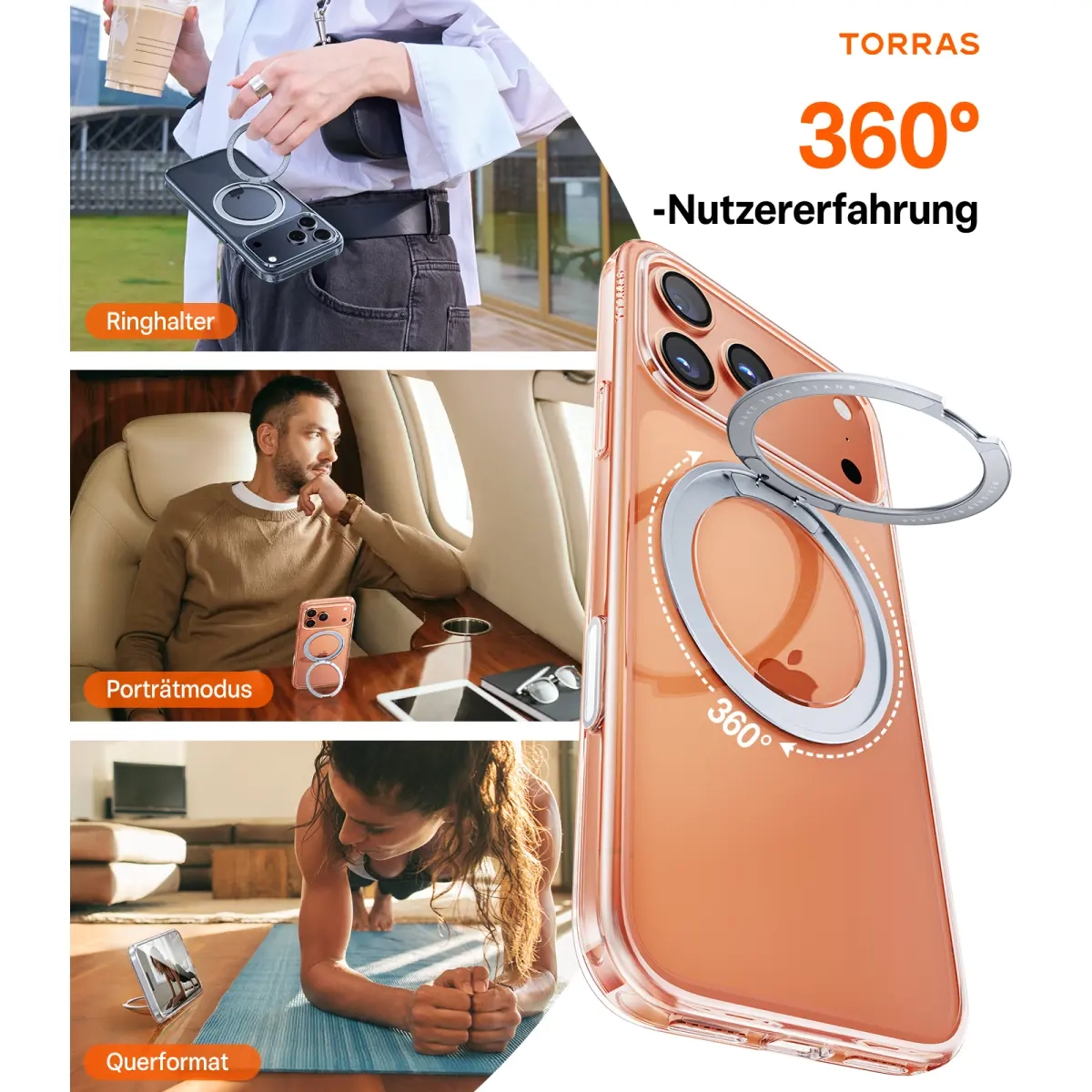 iPhone 17 Pro Max Upro Ostand Pro MagSafe Hybrid Hardcase Hülle Ring Stand   Kickstand - Transparent