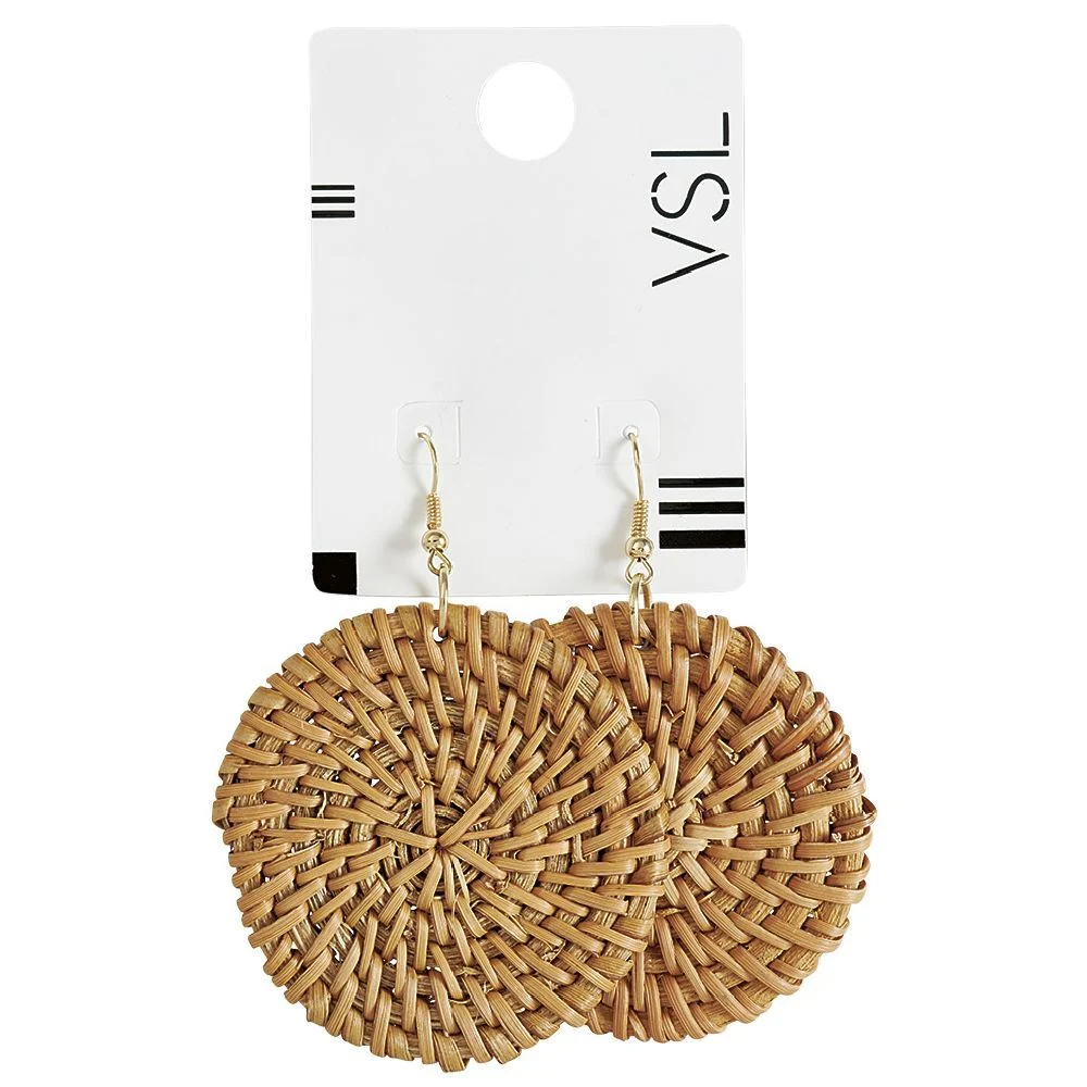 Paire de boucles d'oreilles en raphia