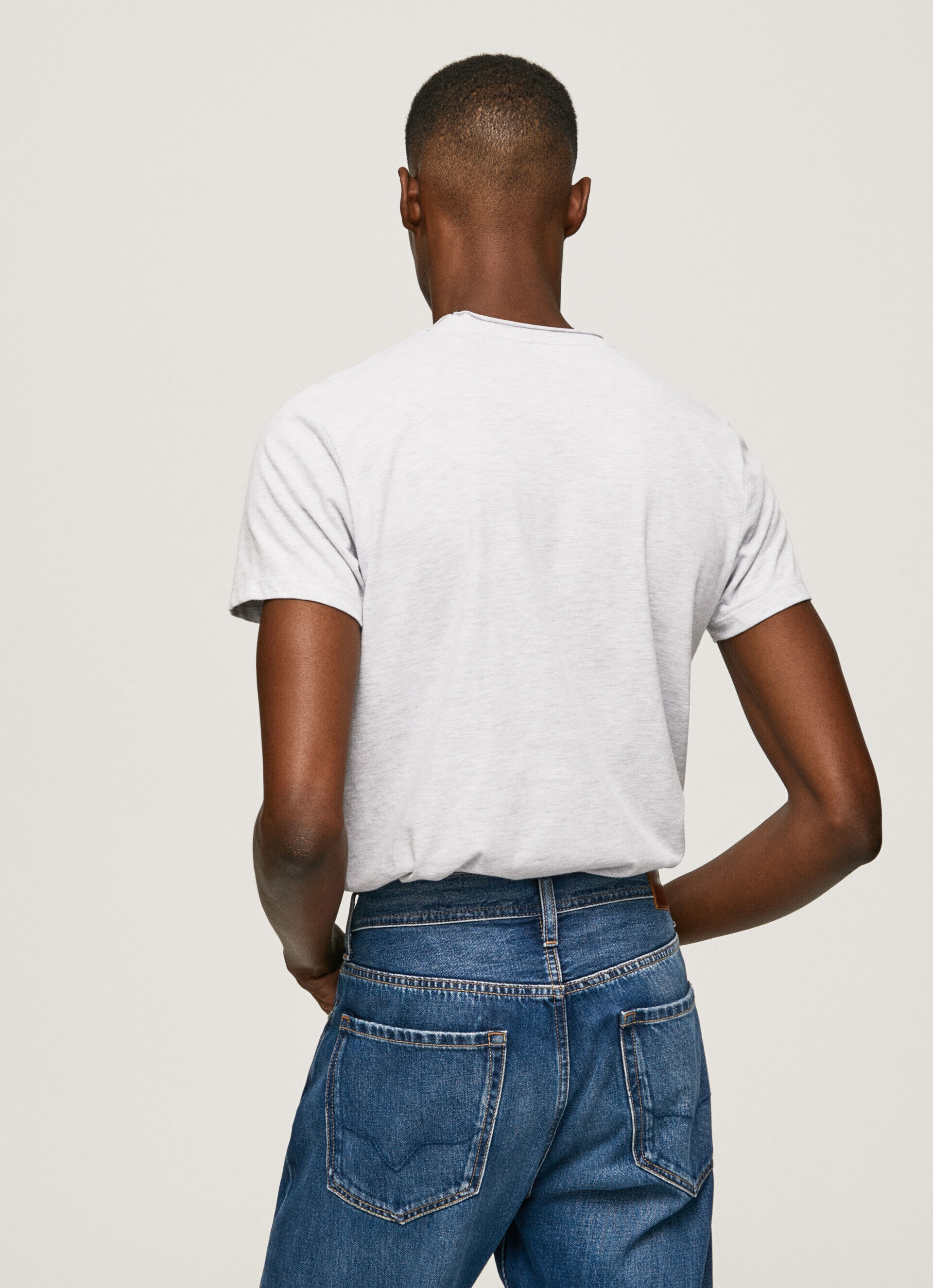 Camiseta mesclada com logotipo estampado - branca
