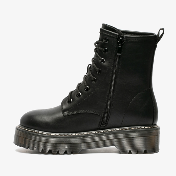 Blue Box dames veterboots met stiksels zwart