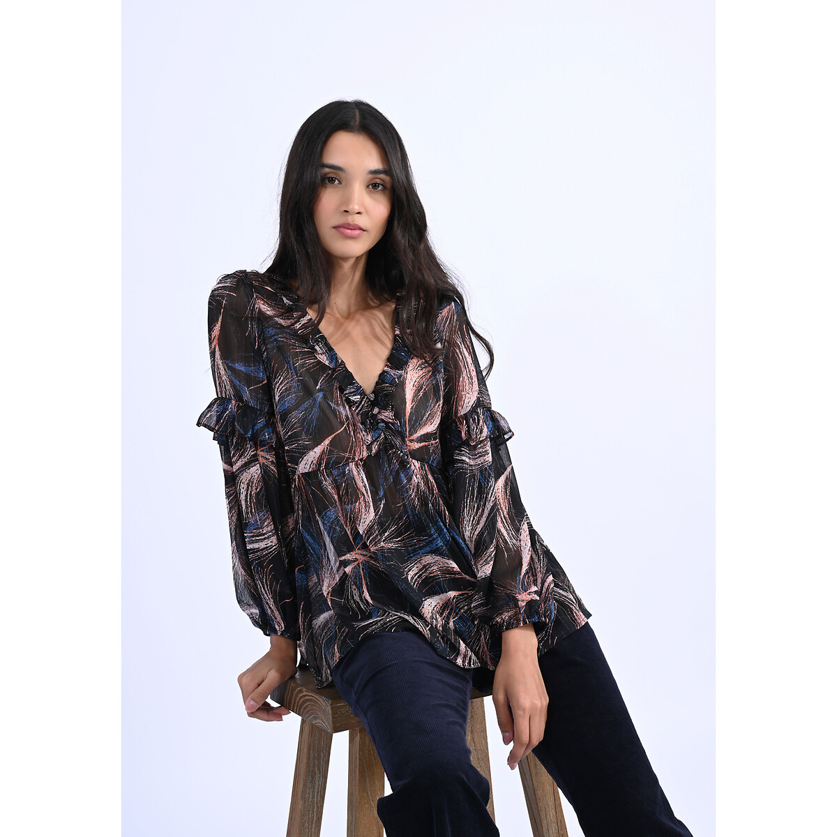 MOLLY BRACKEN<br>Blusa estampada com babados