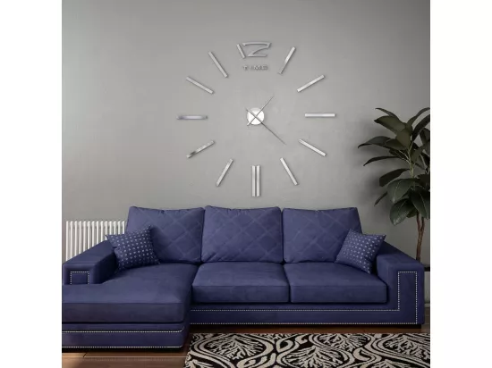Horloge murale 3D Design moderne 100 cm XXL Argenté