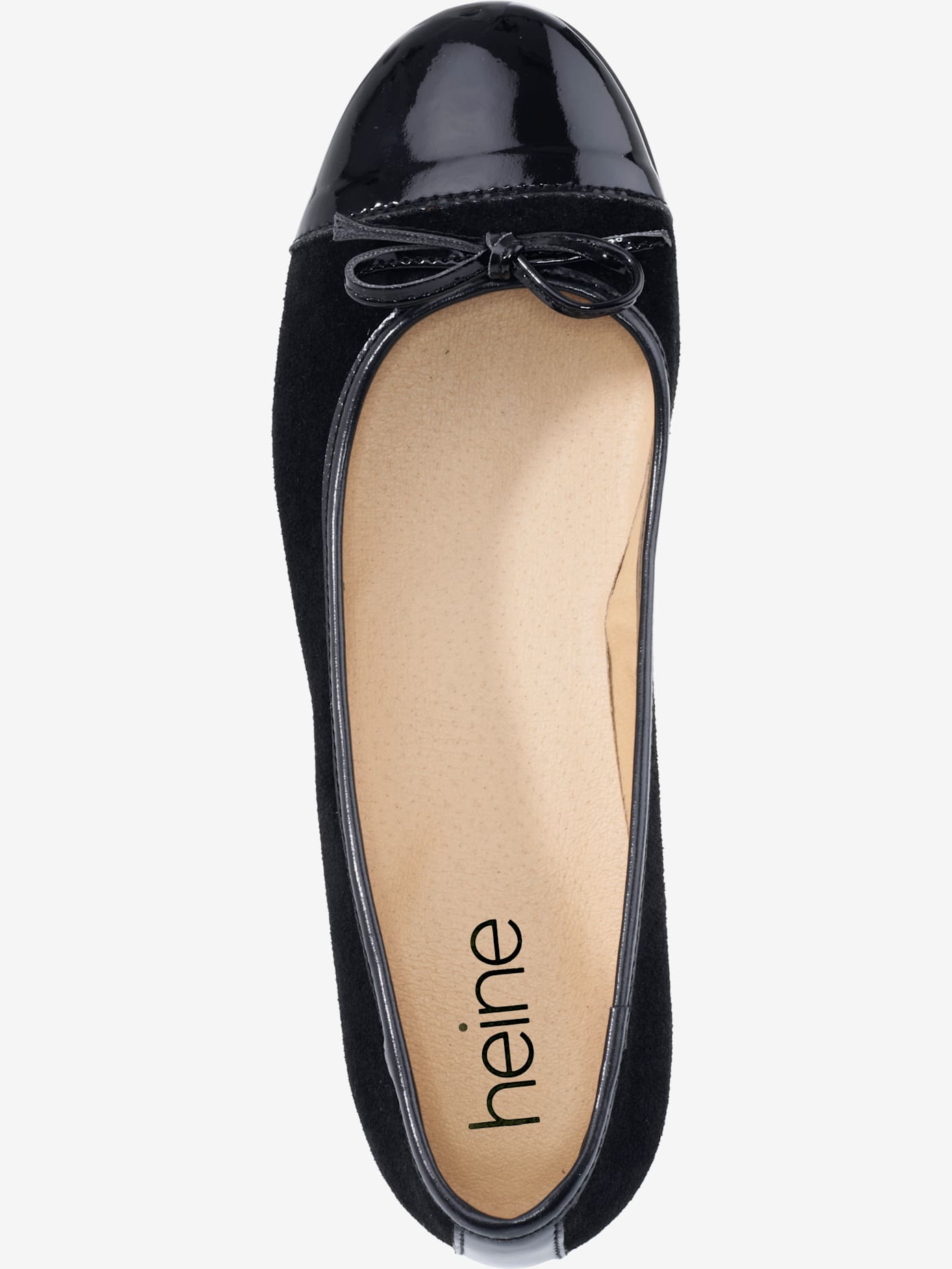 Ballerines cuir velours vachette et matière synthétique vernie