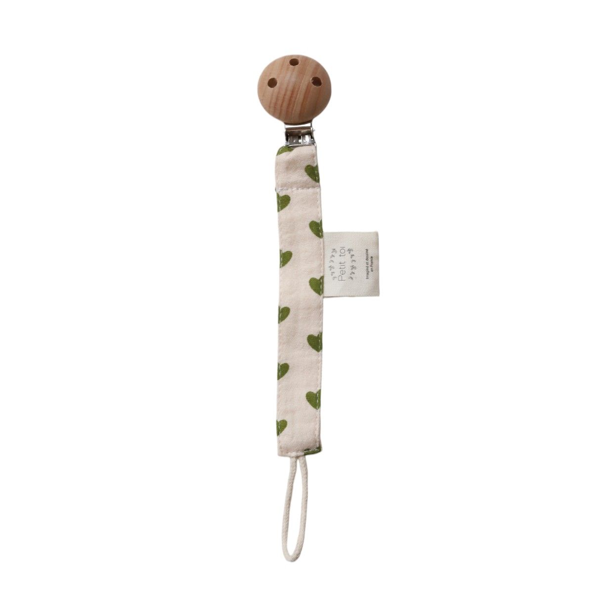 Attache tétine gaze de coton cœurs - Bébé Highland Petit toi