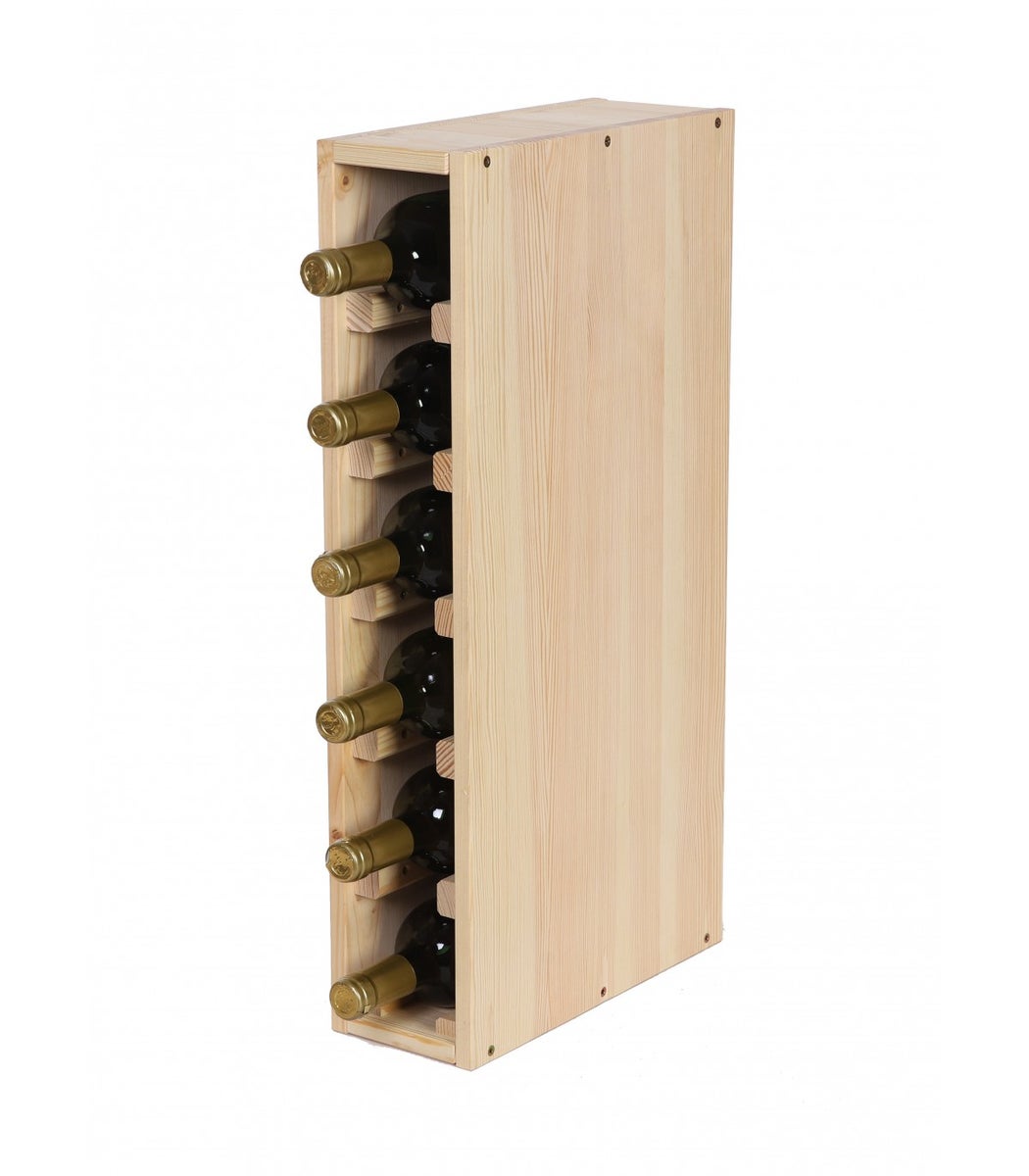 PROREGAL Modulair Wijnrek Vincellar Mod HxBxD 60 x 12 x 30 cm Smal Module Voor 6 Flessen Massief Dennenhout Natuurlijk