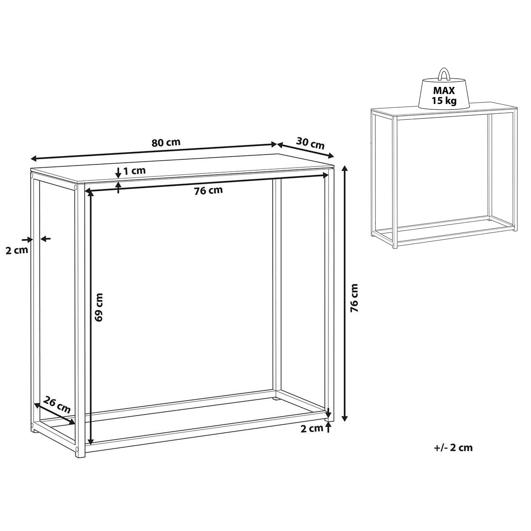 Beliani - DELANO - Consoletafel - Wit - Veiligheidsglas