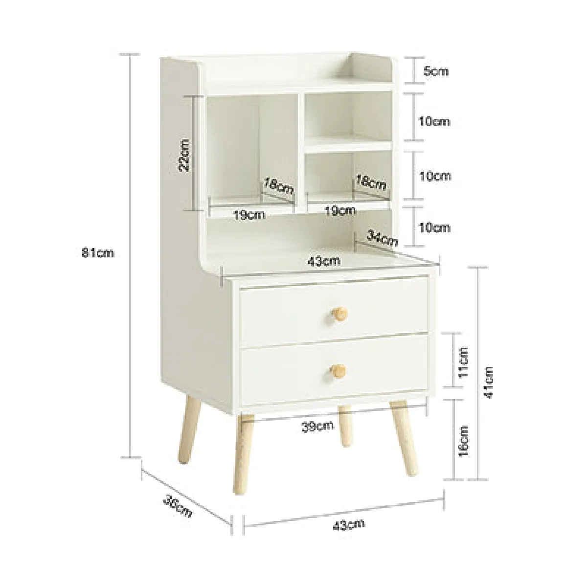 SoBuy FBT100-W Table de chevet avec étagères