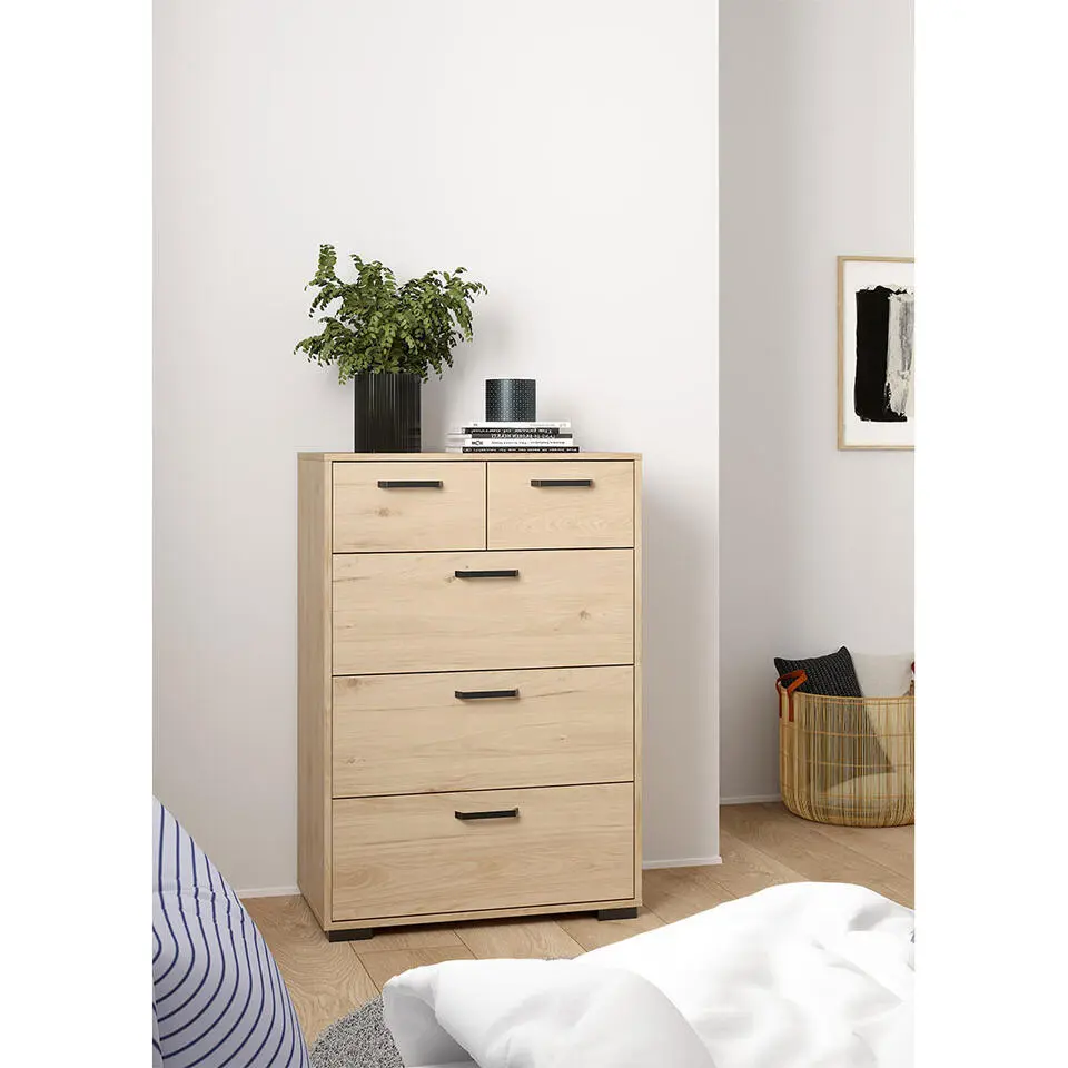 Hioshop Sofia ladekast 5 lades eikdecor