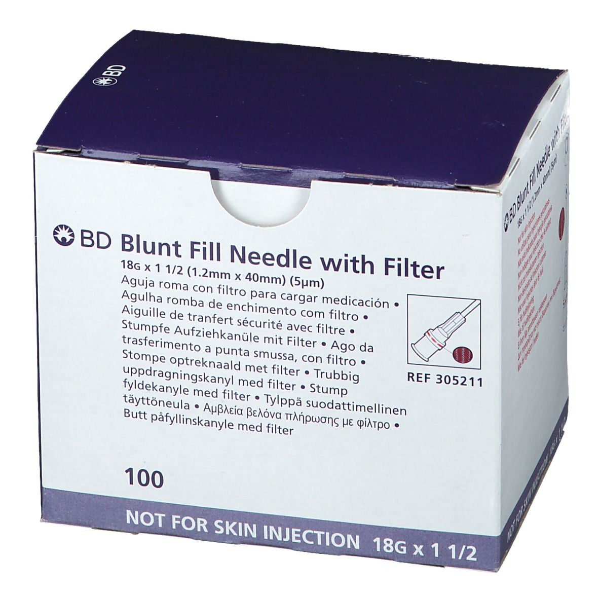 BD Aufziehkanüle mit 5μ Filter 18 G flieder