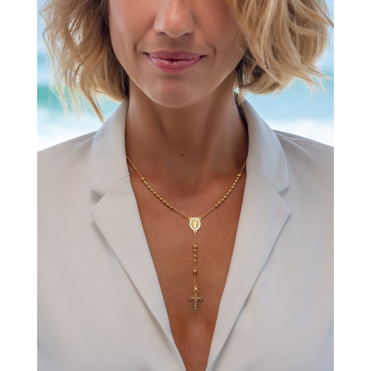 Collier chapelet plaqué or réglable 45cm