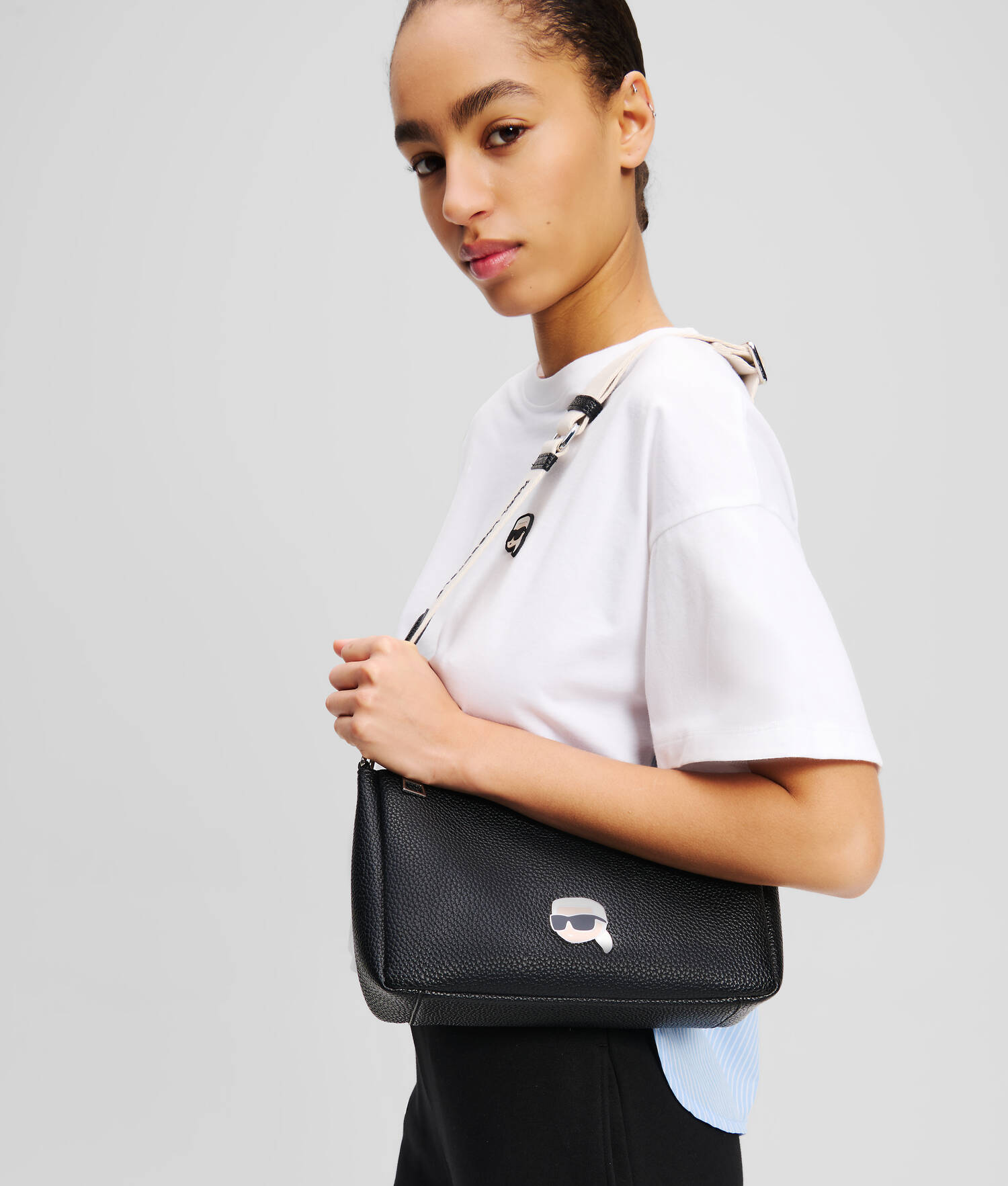 PETIT SAC PORTÉ ÉPAULE GRAINÉ IKON - Noir