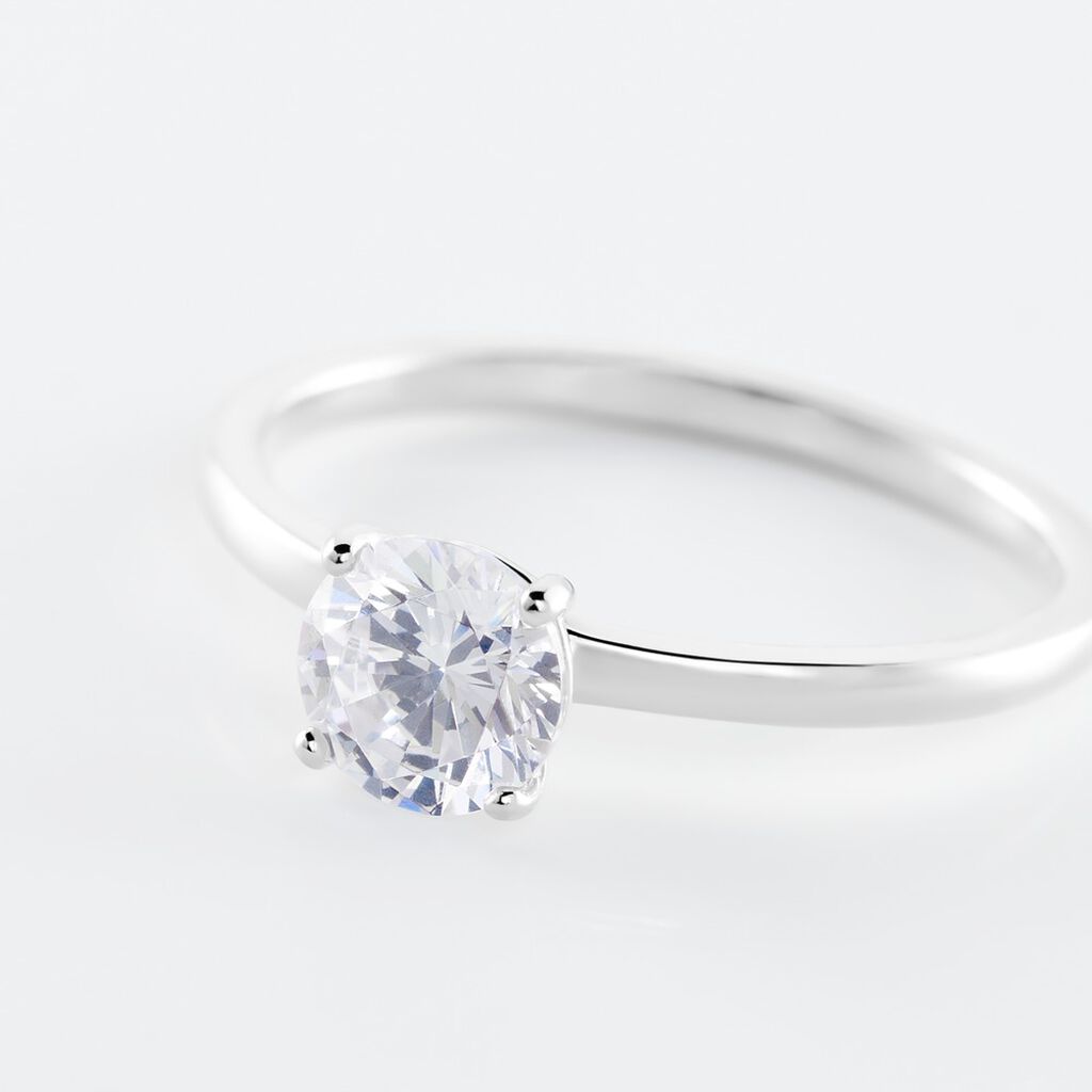 Bague Solitaire Stella Argent Blanc Oxyde De Zirconium