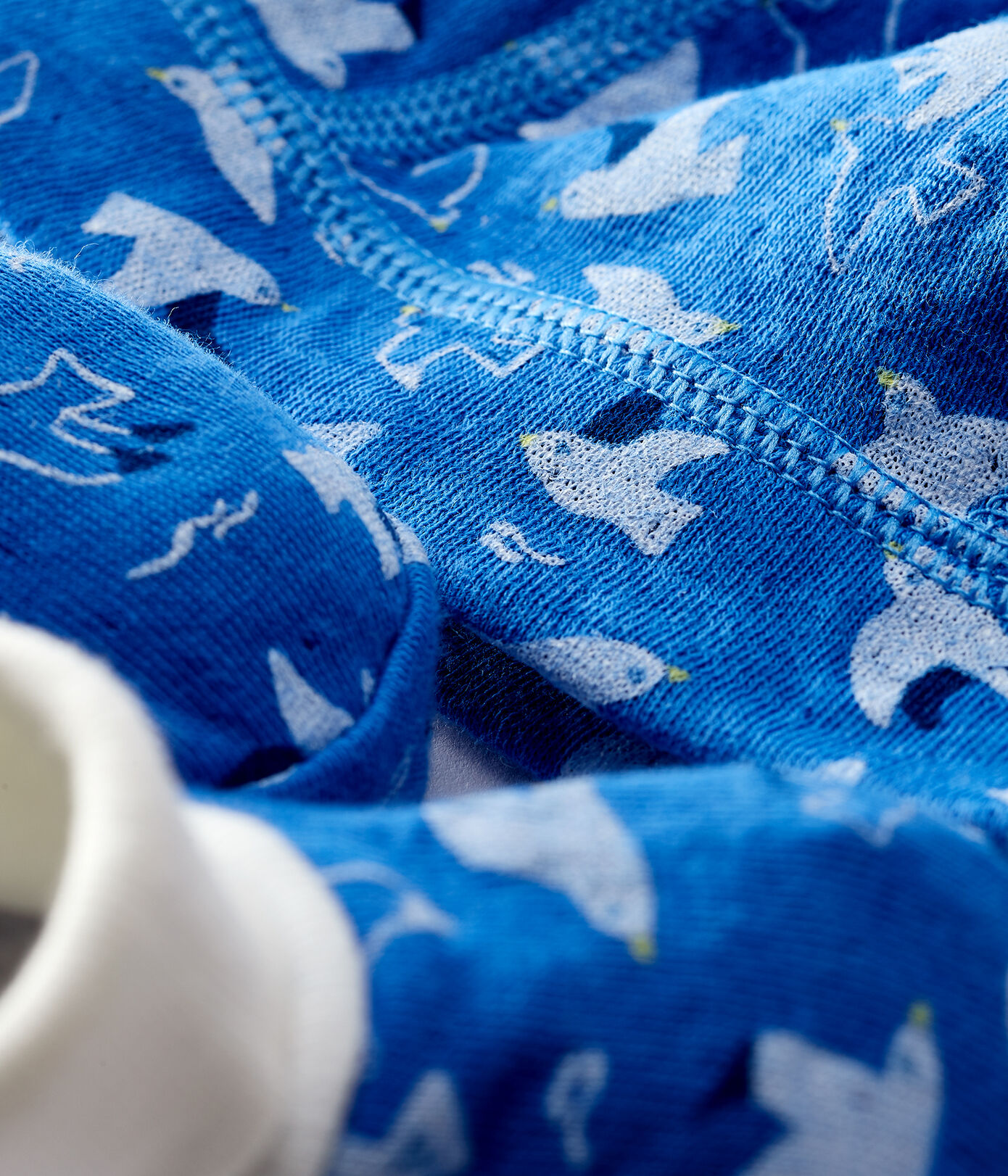 Lot bonnet naissance et chaussons bleus bébé en tubique en coton biologique