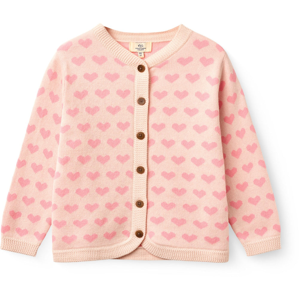 Køb COPENHAGEN COLORS Pink Comb Heart Cardigan W. Crochet Edge