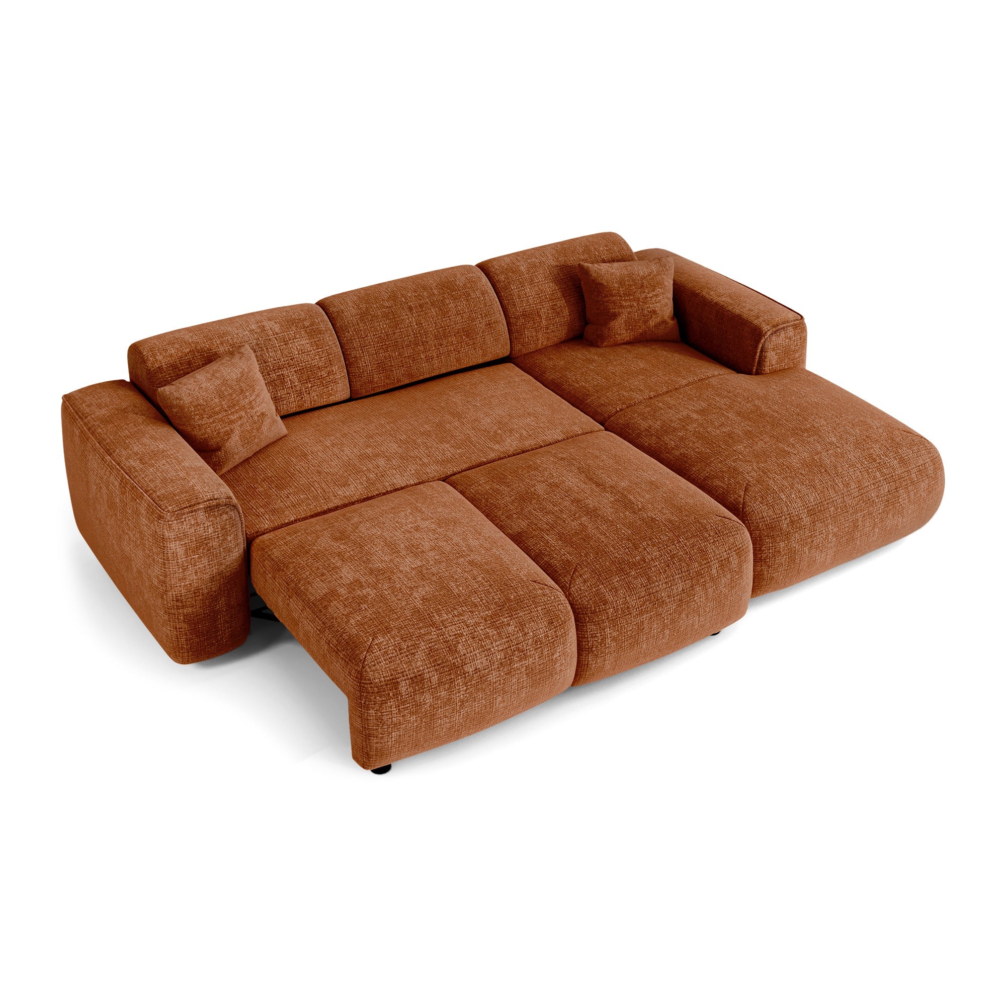 Hoekbanken YUMA 5 personen Fluweel met reliÃ«f Terracotta