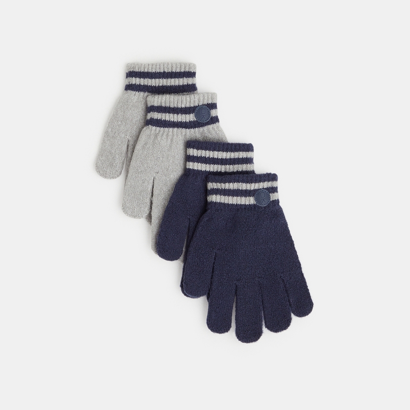 Gants rayés extensibles (lot de 2) gris garçon