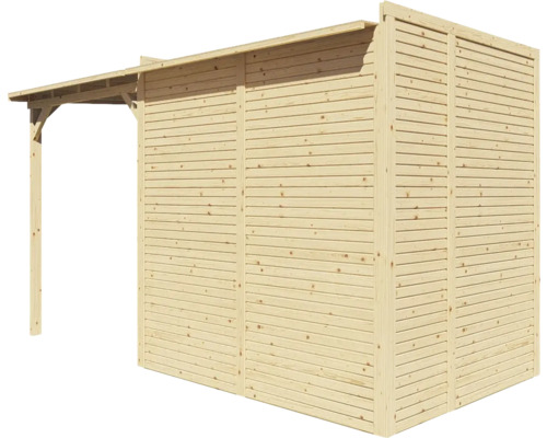 Bertilo Cubico 2 Plus Fineline Rhombus profiel tuinhuis, 373 x 170 cm, naturel