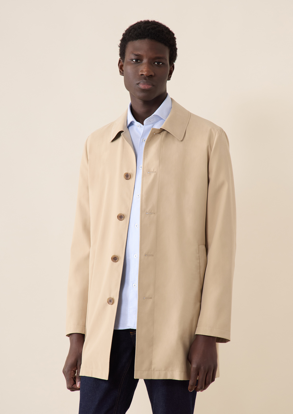 Trench droit uni beige